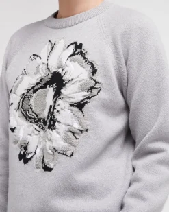 Barrie Jumper with a flower motif in cashmere and cotton