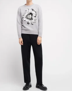 Barrie Jumper with a flower motif in cashmere and cotton