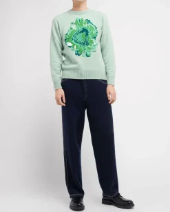 Barrie Jumper with a flower motif in cashmere and cotton