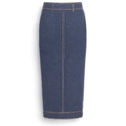 Women Barrie Long Denim skirt in cashmere and cotton