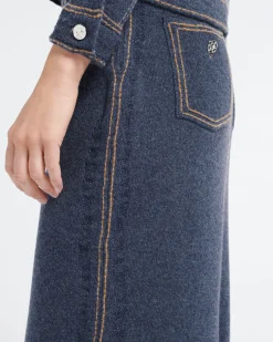 Women Barrie Long Denim skirt in cashmere and cotton