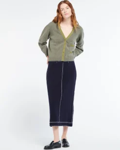 Women Barrie Long Denim skirt in cashmere and cotton