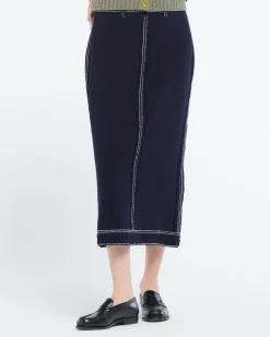 Women Barrie Long Denim skirt in cashmere and cotton
