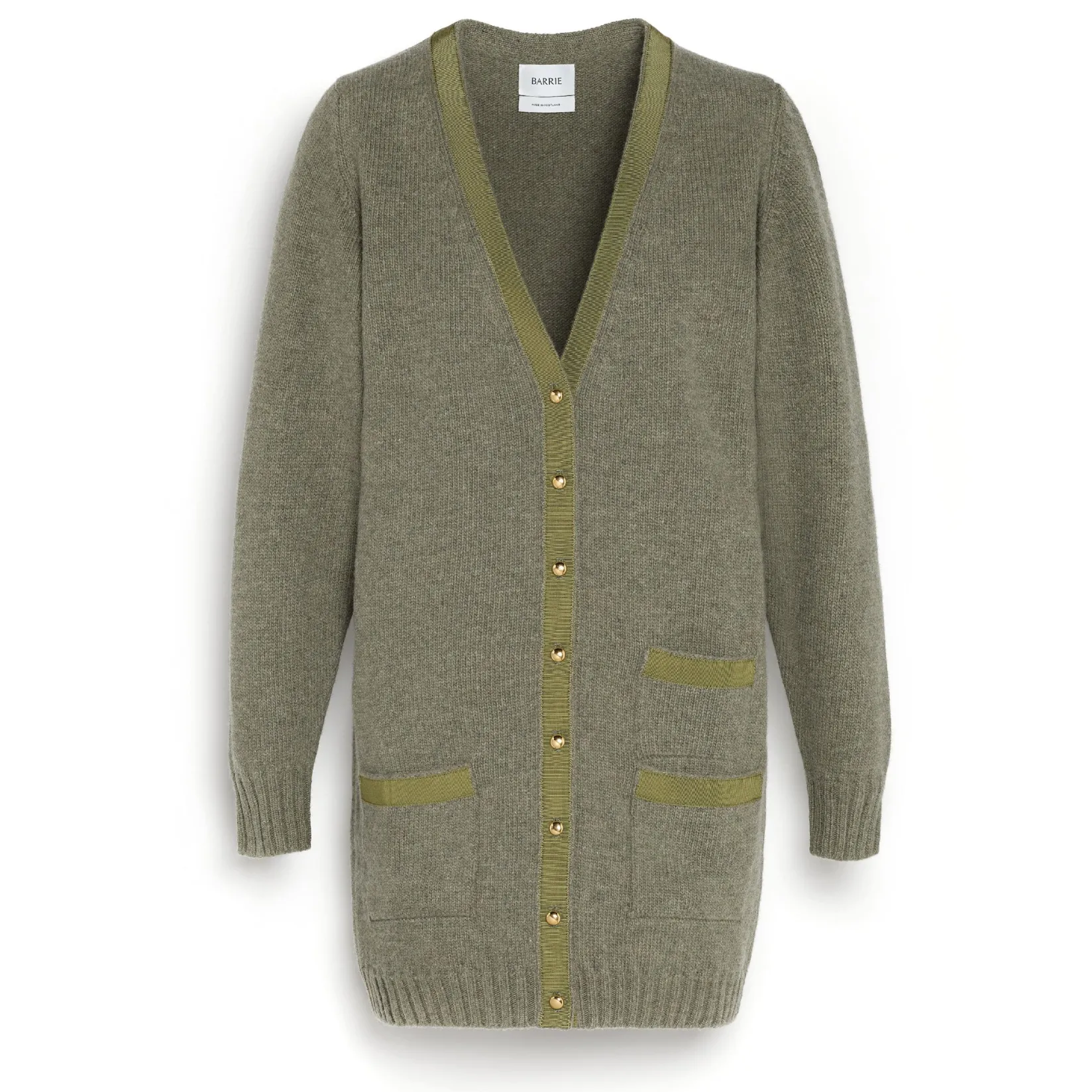Women Barrie Long wool cardigan with ribbon detail