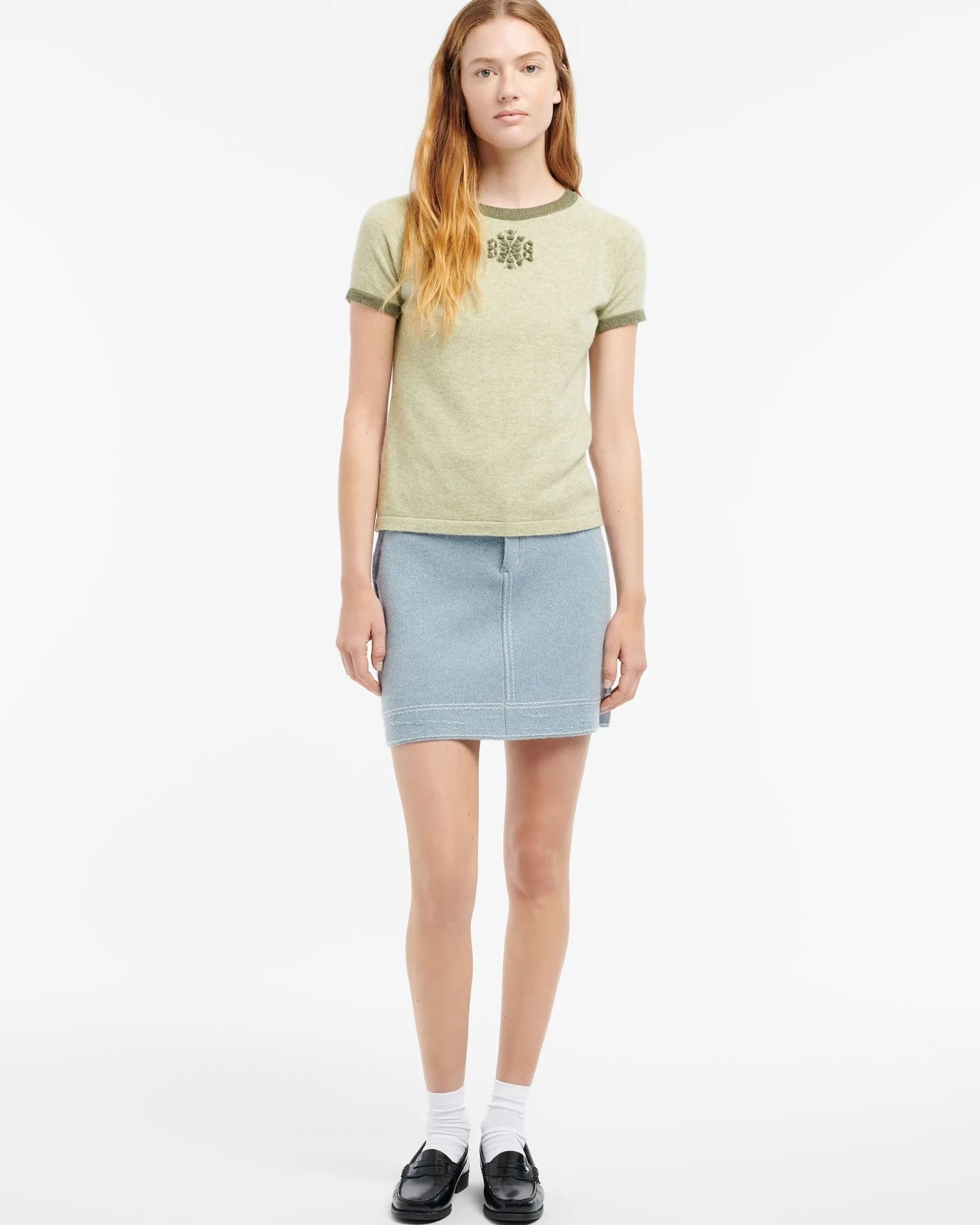 Women Barrie Mottled cashmere top with B logo