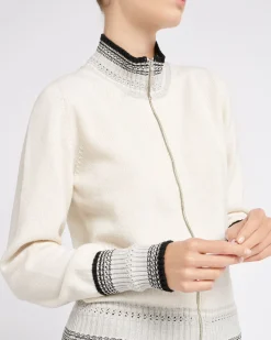 Women Barrie Mottled cashmere zip-up cardigan
