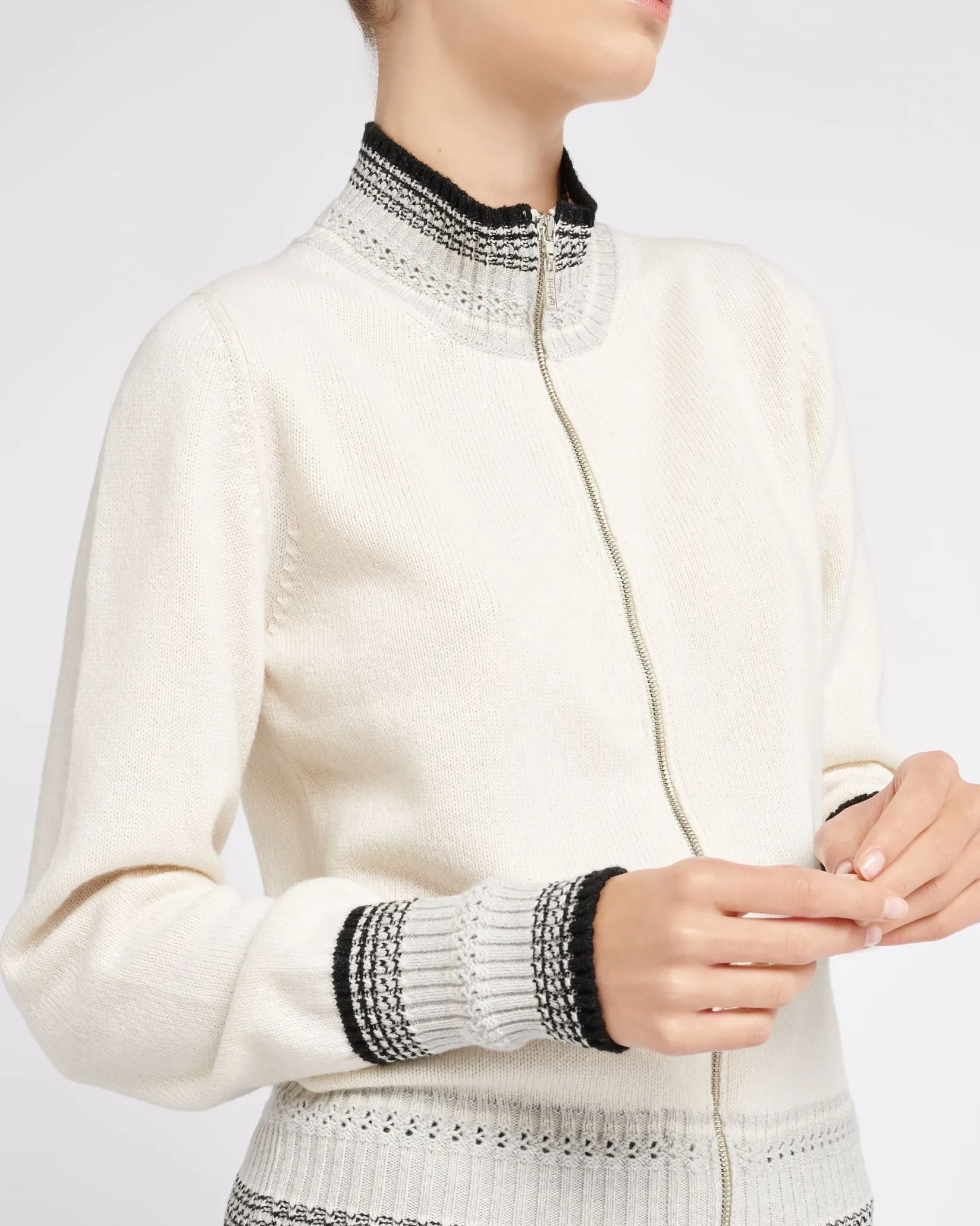 Women Barrie Mottled cashmere zip-up cardigan