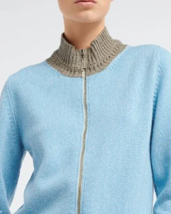 Women Barrie Mottled cashmere zip-up cardigan