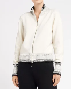 Women Barrie Mottled cashmere zip-up cardigan
