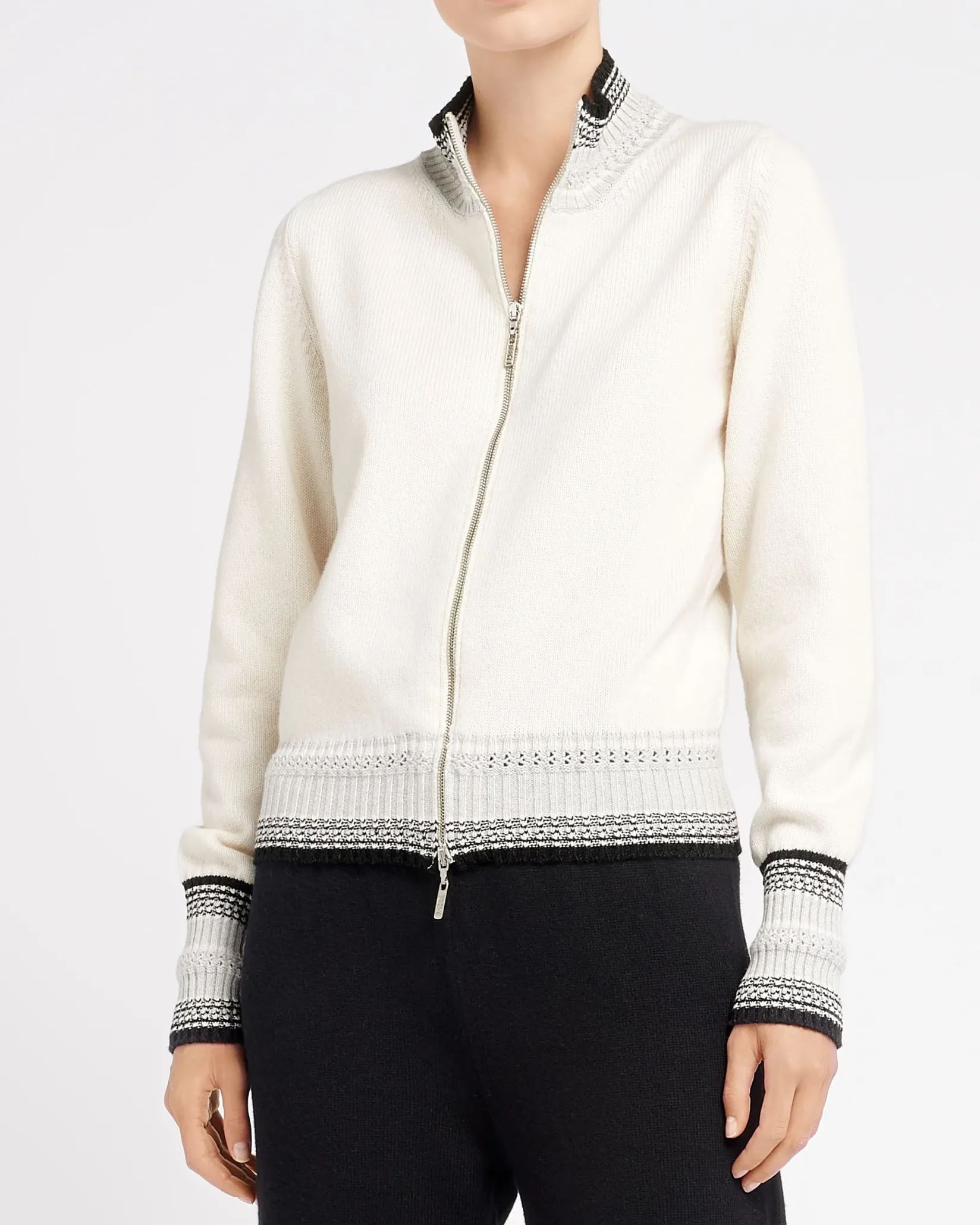 Women Barrie Mottled cashmere zip-up cardigan