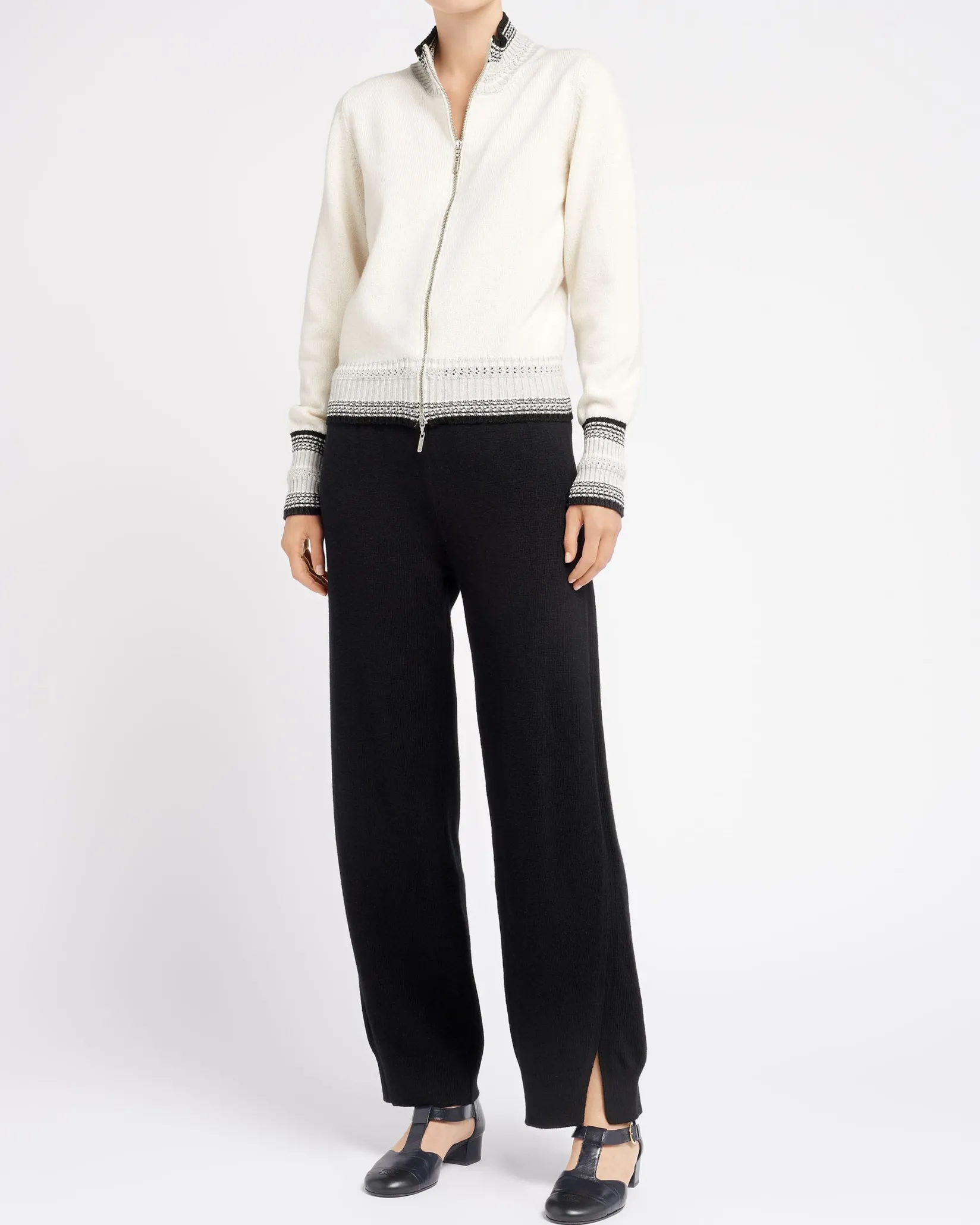 Women Barrie Mottled cashmere zip-up cardigan
