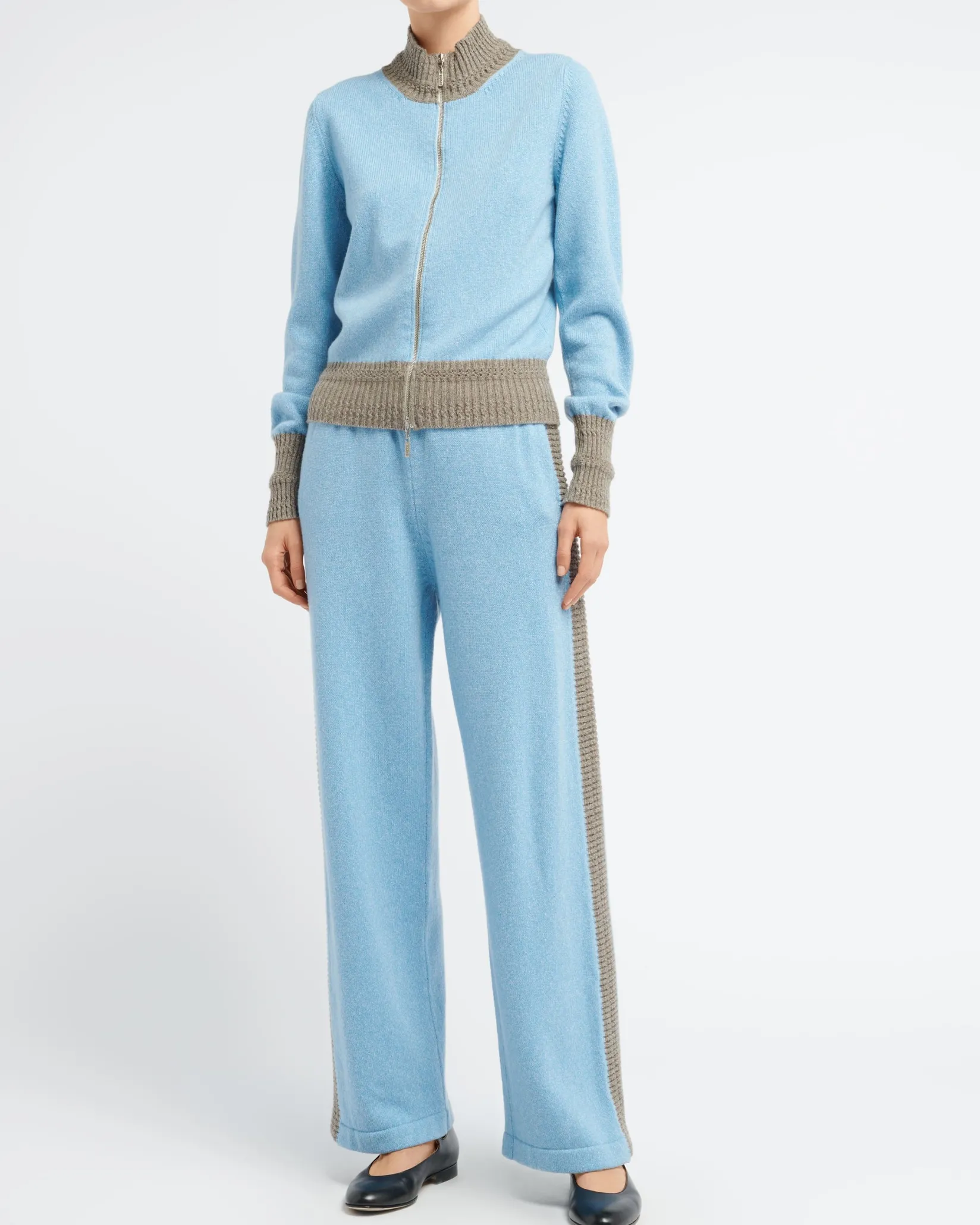 Women Barrie Mottled cashmere zip-up cardigan