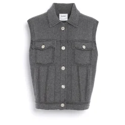 Women Barrie Oversized sleeveless denim jacket in cashmere and cotton