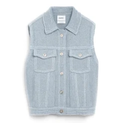 Women Barrie Oversized sleeveless denim jacket in cashmere and cotton