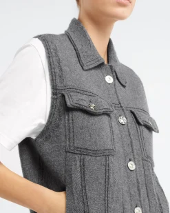 Women Barrie Oversized sleeveless denim jacket in cashmere and cotton