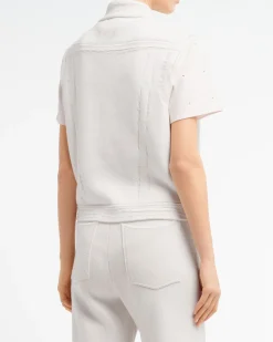 Women Barrie Oversized sleeveless denim jacket in cashmere and cotton