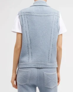 Women Barrie Oversized sleeveless denim jacket in cashmere and cotton