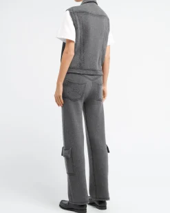 Women Barrie Oversized sleeveless denim jacket in cashmere and cotton