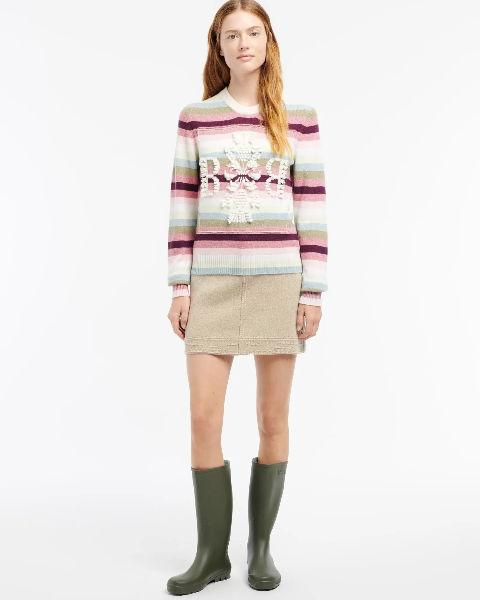 Women Barrie Patchwork Denim skirt in cashmere and cotton