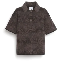 Women Barrie Polo shirt in cashmere with thistle motif