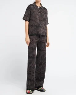 Women Barrie Polo shirt in cashmere with thistle motif