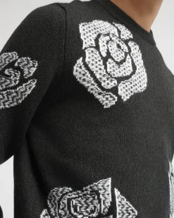 Barrie Roses round-neck cashmere jumper