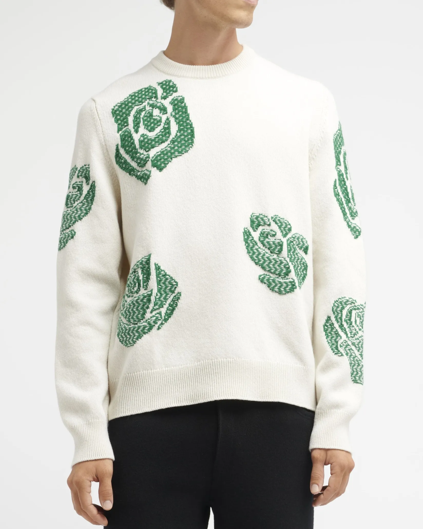 Barrie Roses round-neck cashmere jumper