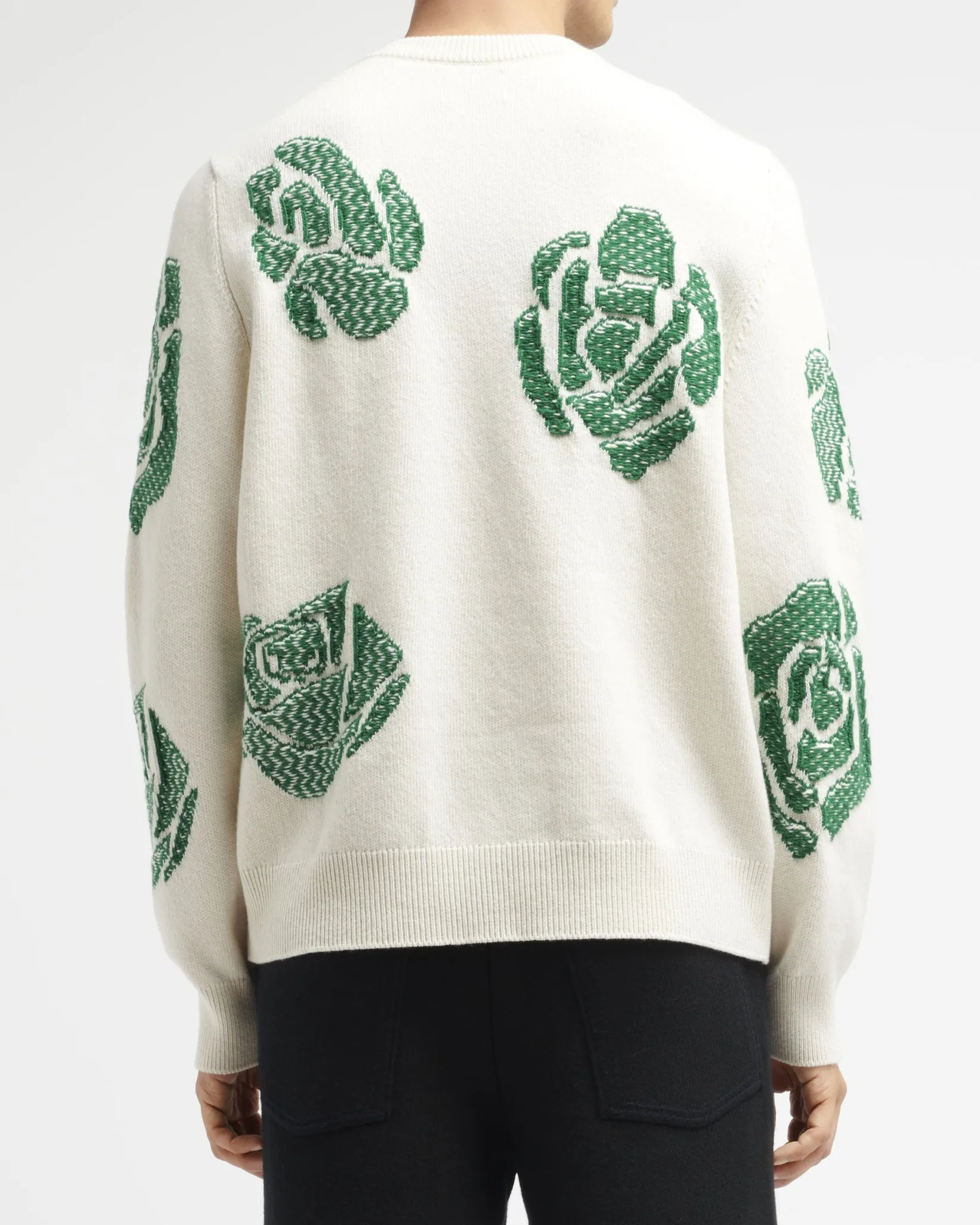 Barrie Roses round-neck cashmere jumper