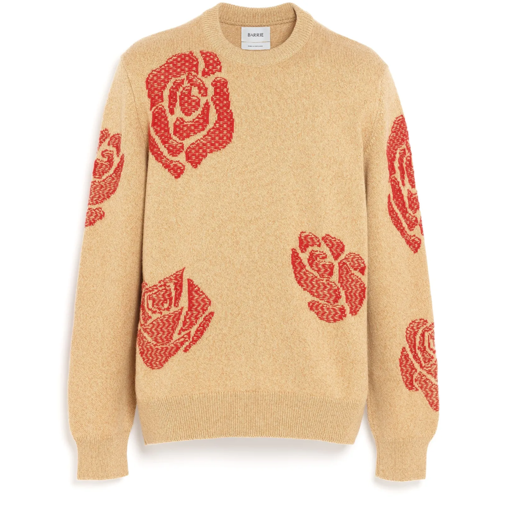 Barrie Round-neck cashmere jumper with roses motif
