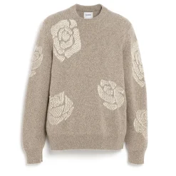 Barrie Round-neck cashmere jumper with roses motif