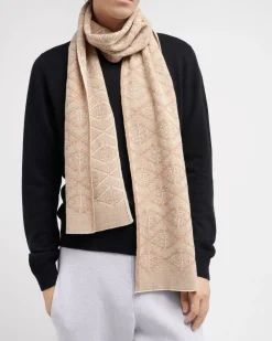 Women Barrie Scarf in cashmere with a monogram motif