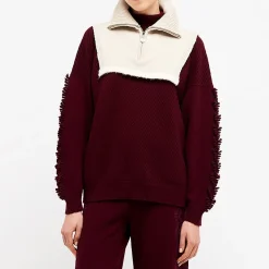 Women Barrie Shearling collar in cashmere and alpaca