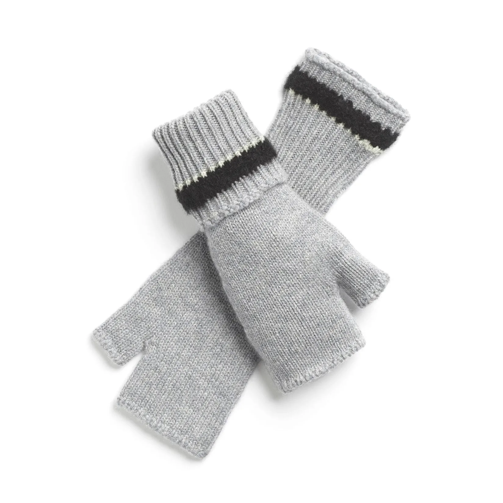 Women Barrie Shearling-effect cashmere fingerless gloves