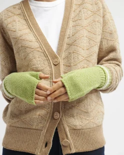 Women Barrie Shearling-effect cashmere fingerless gloves