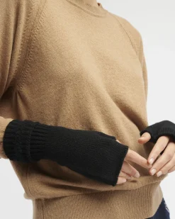 Women Barrie Shearling-effect cashmere fingerless gloves