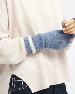 Women Barrie Shearling-effect cashmere fingerless gloves