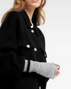 Women Barrie Shearling-effect cashmere fingerless gloves