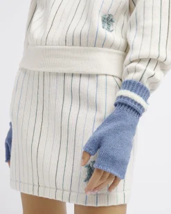 Women Barrie Shearling-effect cashmere fingerless gloves