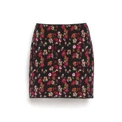 Women Barrie Short skirt in cashmere with floral motif