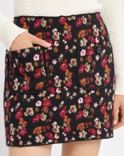 Women Barrie Short skirt in cashmere with floral motif