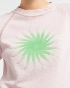 Women Barrie Short-sleeved cashmere top with sunburst motif
