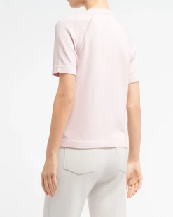 Women Barrie Short-sleeved cashmere top with sunburst motif