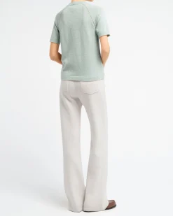 Women Barrie Short-sleeved cashmere top with sunburst motif