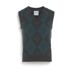 Women Barrie Sleeveless cashmere and wool jumper with a unicorn motif