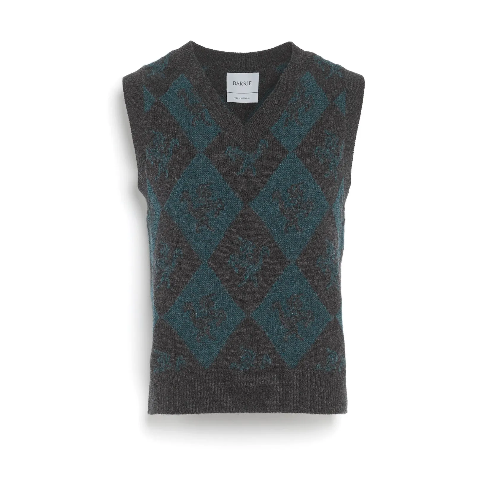 Women Barrie Sleeveless cashmere and wool jumper with a unicorn motif