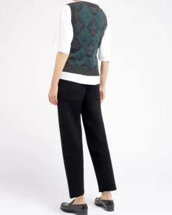 Women Barrie Sleeveless cashmere and wool jumper with a unicorn motif