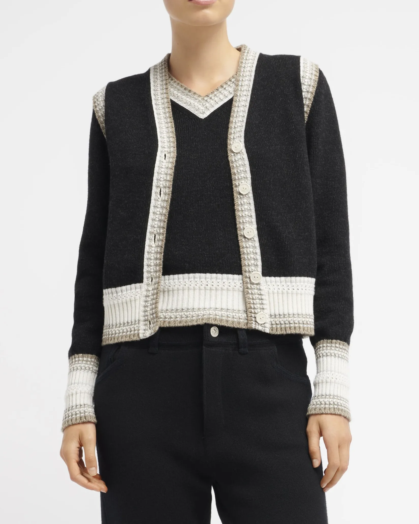 Women Barrie Sleeveless cashmere cardigan