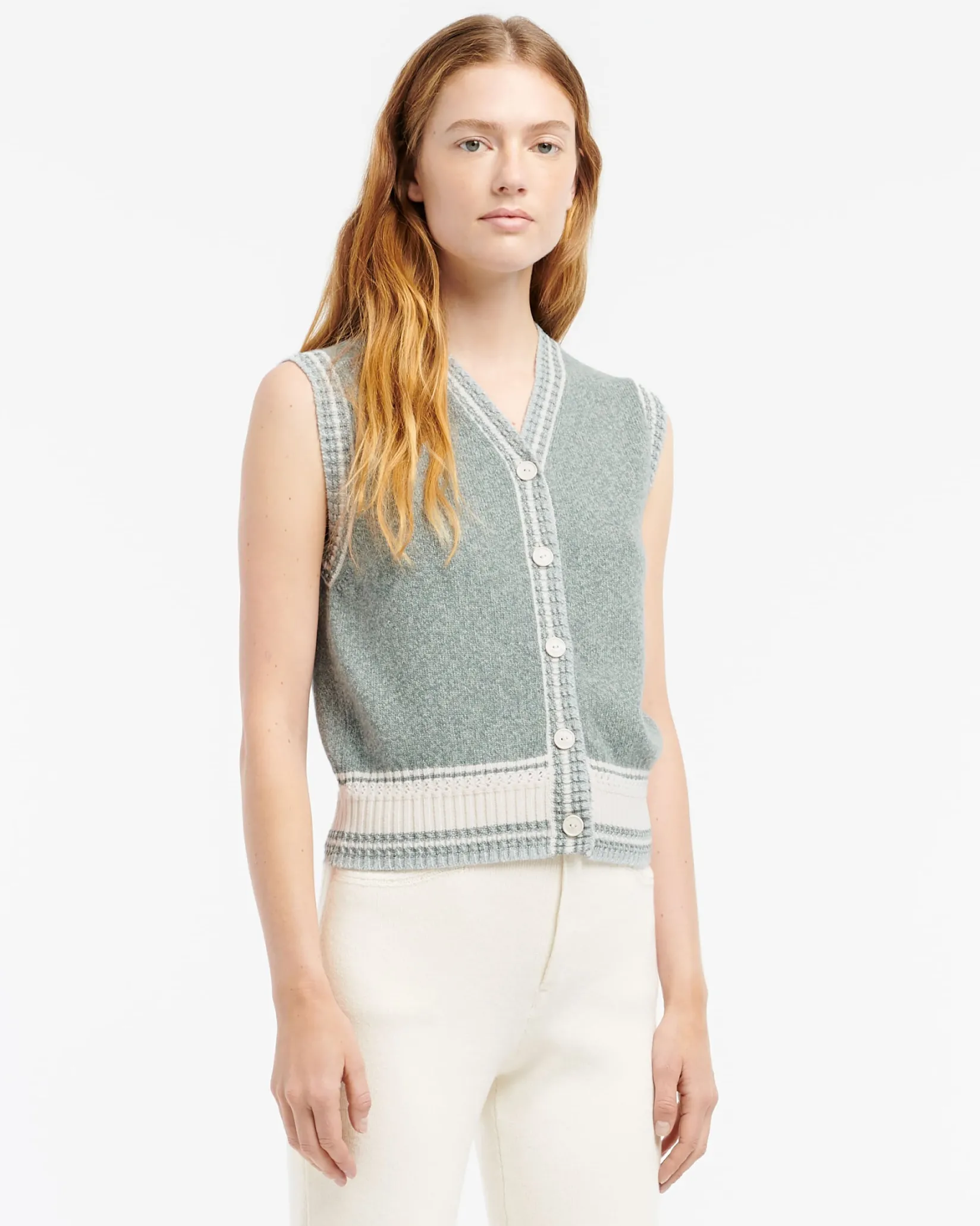 Women Barrie Sleeveless cashmere cardigan