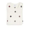 Women Barrie Sleeveless crop top in cashmere and cotton with floral motif