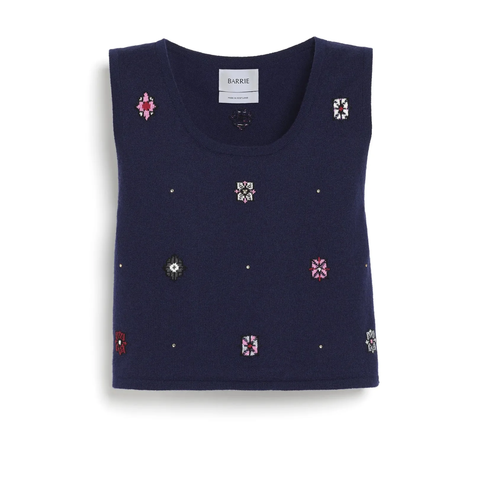 Women Barrie Sleeveless crop top in cashmere and cotton with floral motif